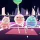Sparkling fantasy creatures dance in the game Ooblets.